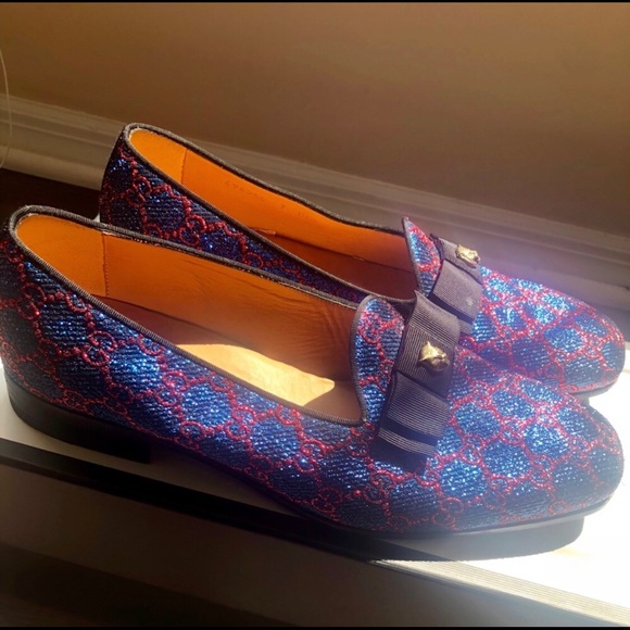 Gucci Blue and Red Loafers - Picture 2 of 8